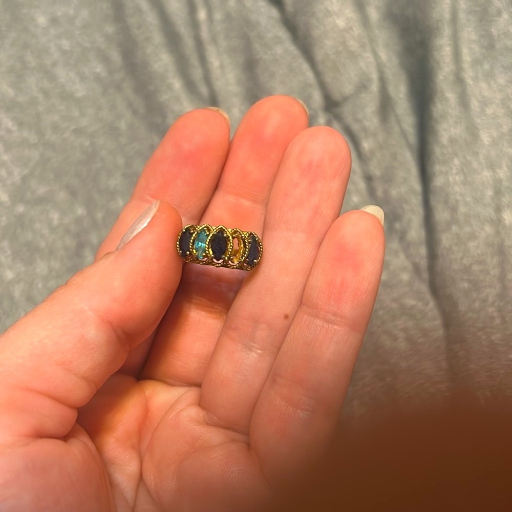 Sapphire & Aquamarine 925 Sterling Vintage Ring - Picture 2 of 9